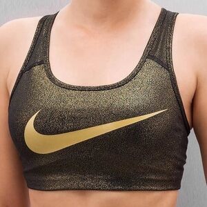 Nike Pro Classic Sparkle Sports Bra Black/Gold Size Small